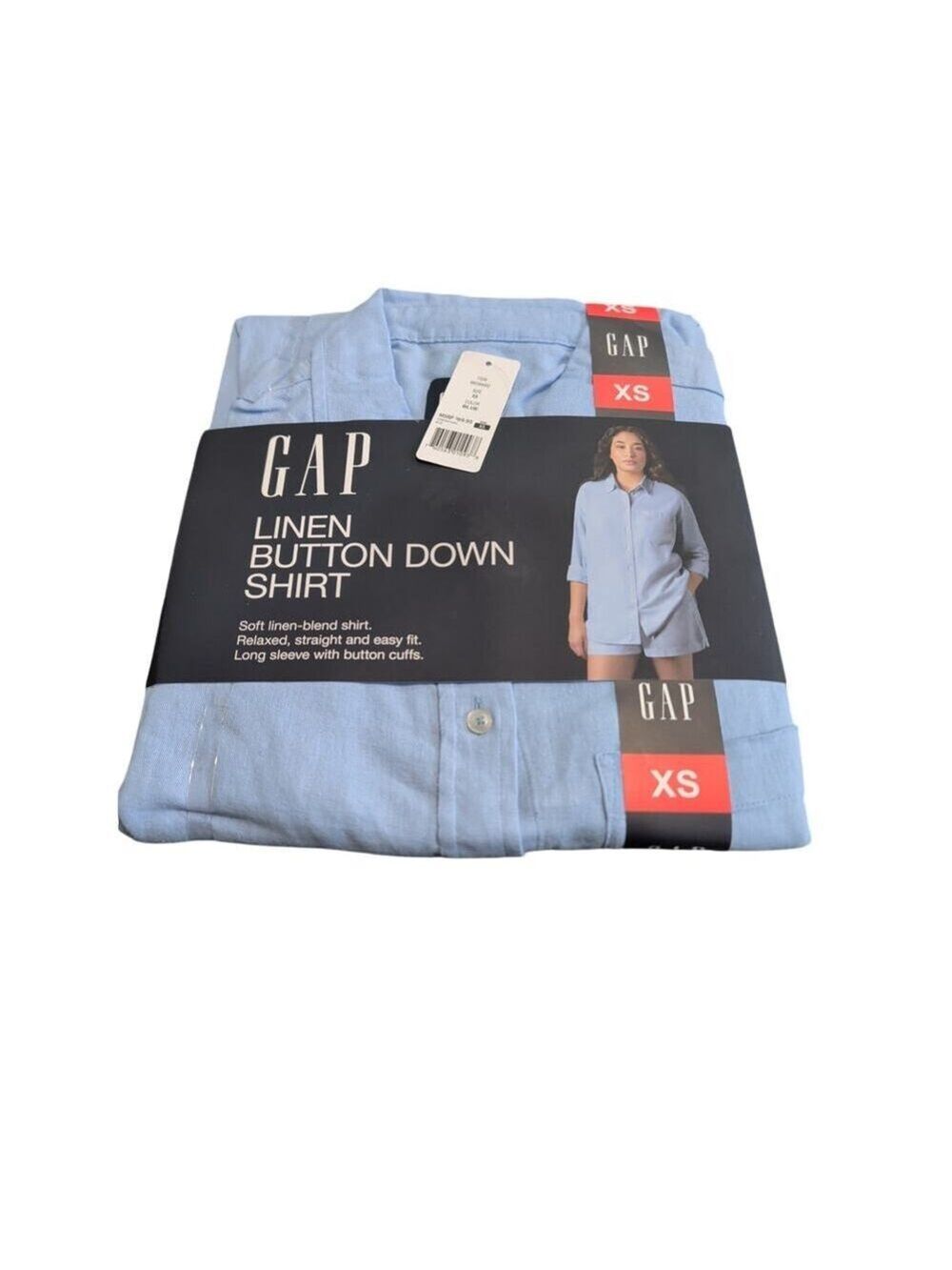 Gap Women's Linen Blend Button-Down Shirt Blue Size XS
